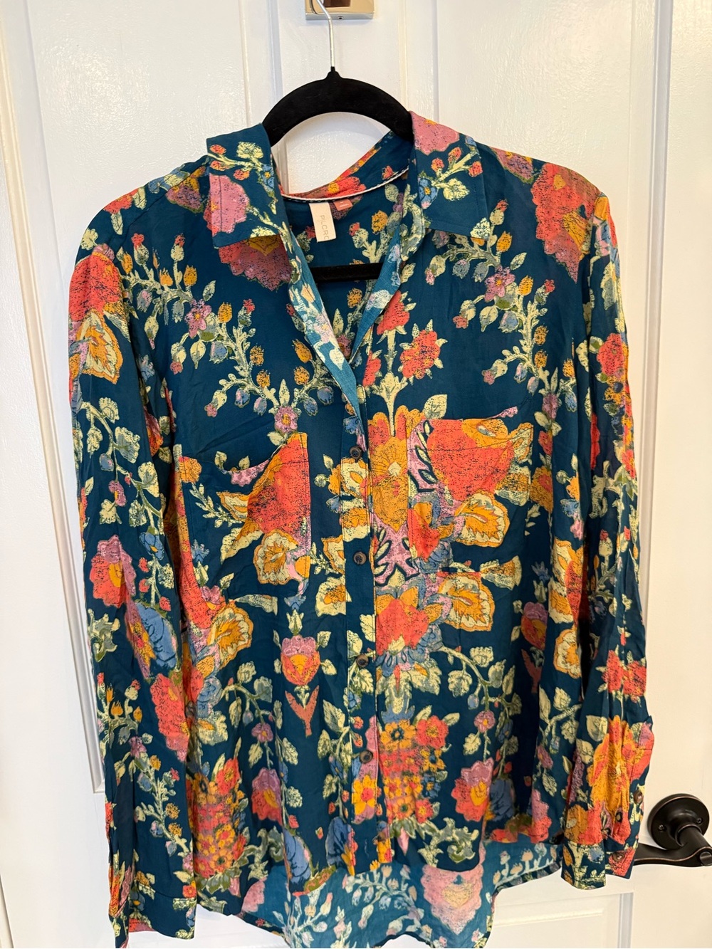 100% Viscose Pilcro by Anthropologie Floral Print Button Down Shirt - Picture 2 of 6